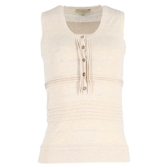 Pre Loved burberry Knit Sleeveless Top Button Detail Women white | cream Tank